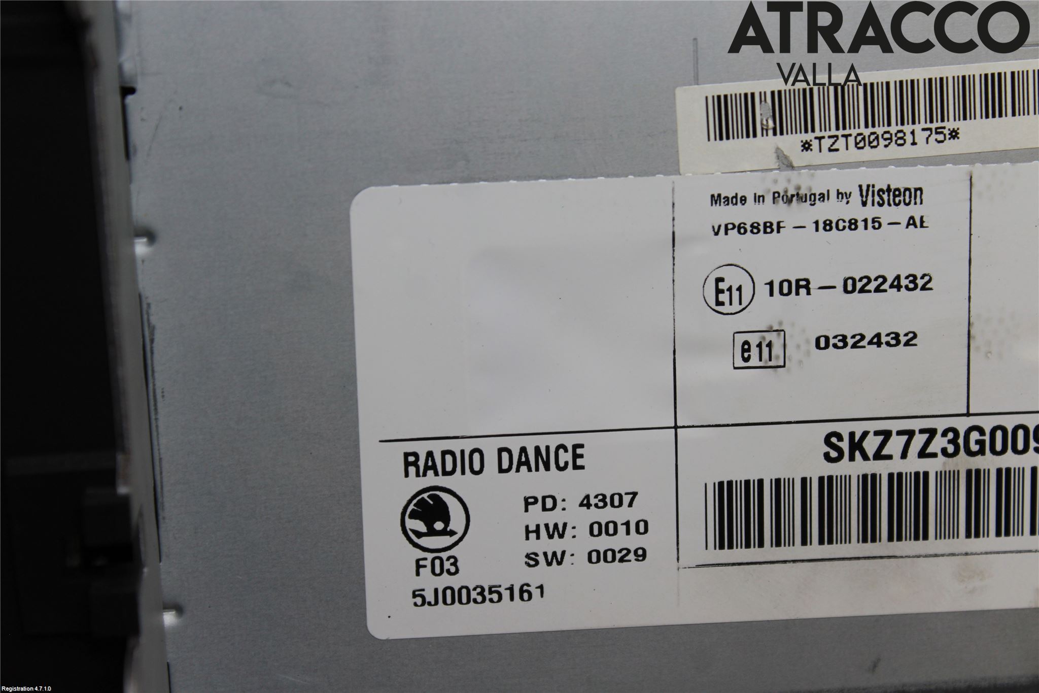 Skoda ROOMSTER Cd Radio - Multimediapanel