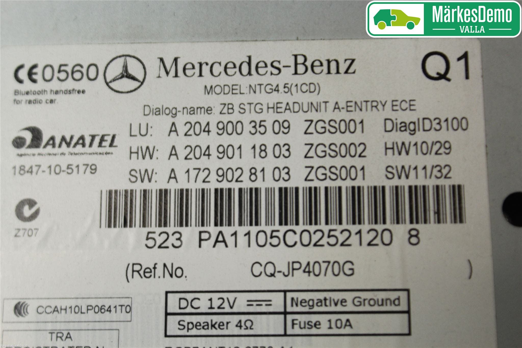 Mercedes-Benz MB C-KLASS (W204) 07-15 Cd Radio - Multimediapanel