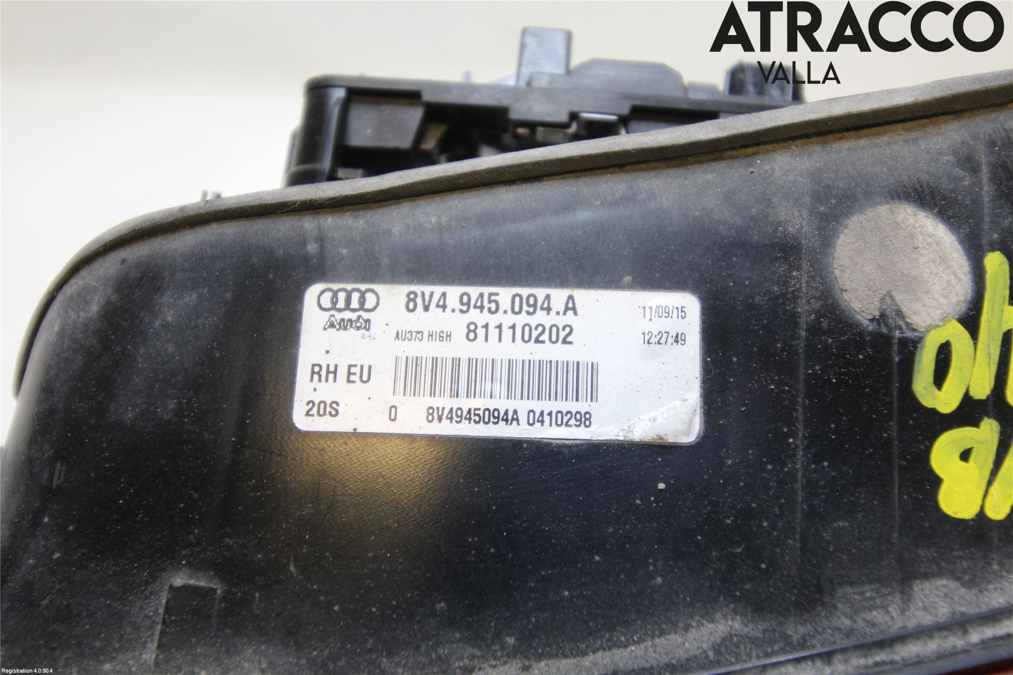 Audi A3/S3 8V 13-20 Bakljus Lucka Hö