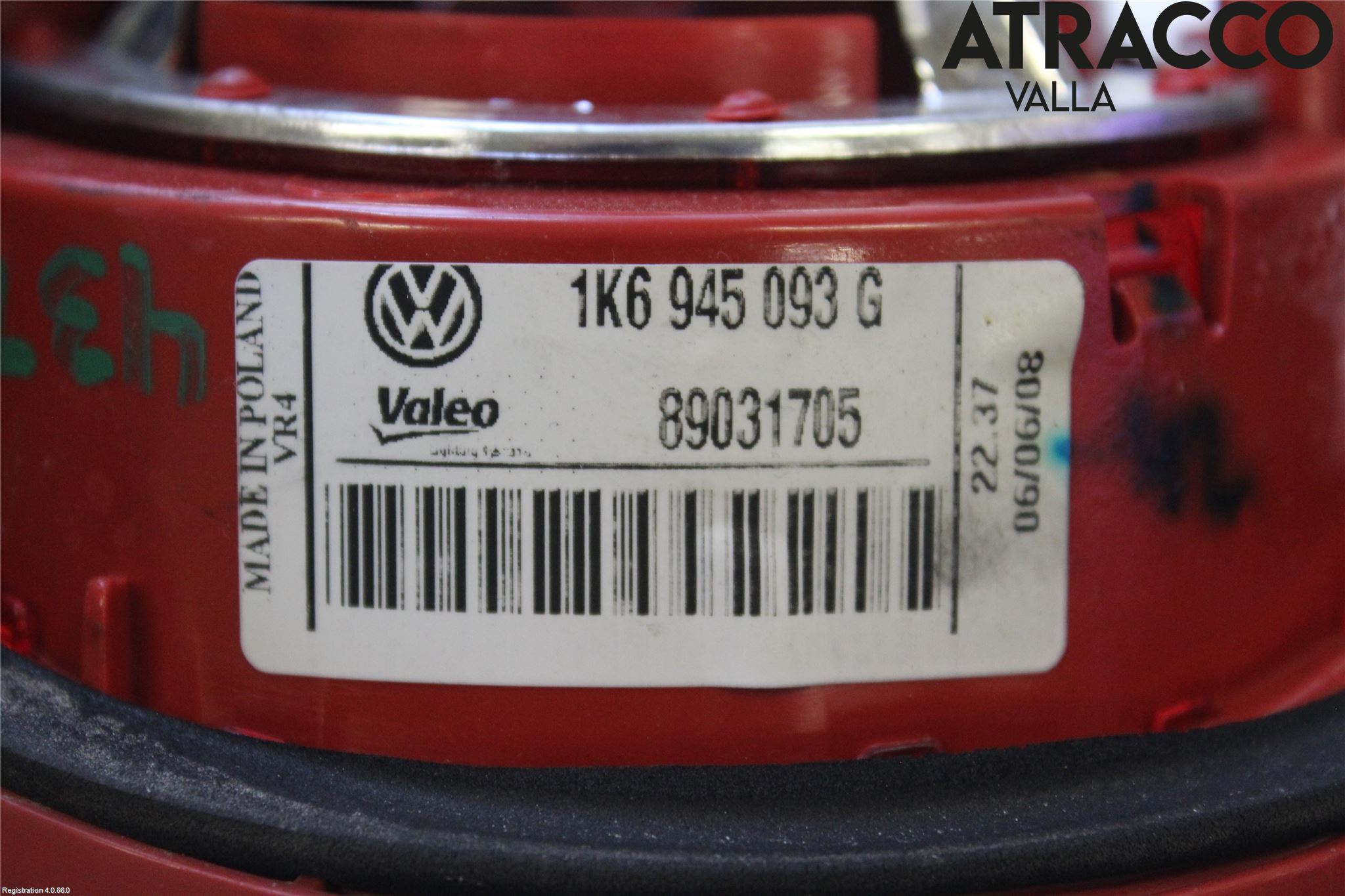 Volkswagen VW GOLF V 04-09 Bakljus Lucka Vä