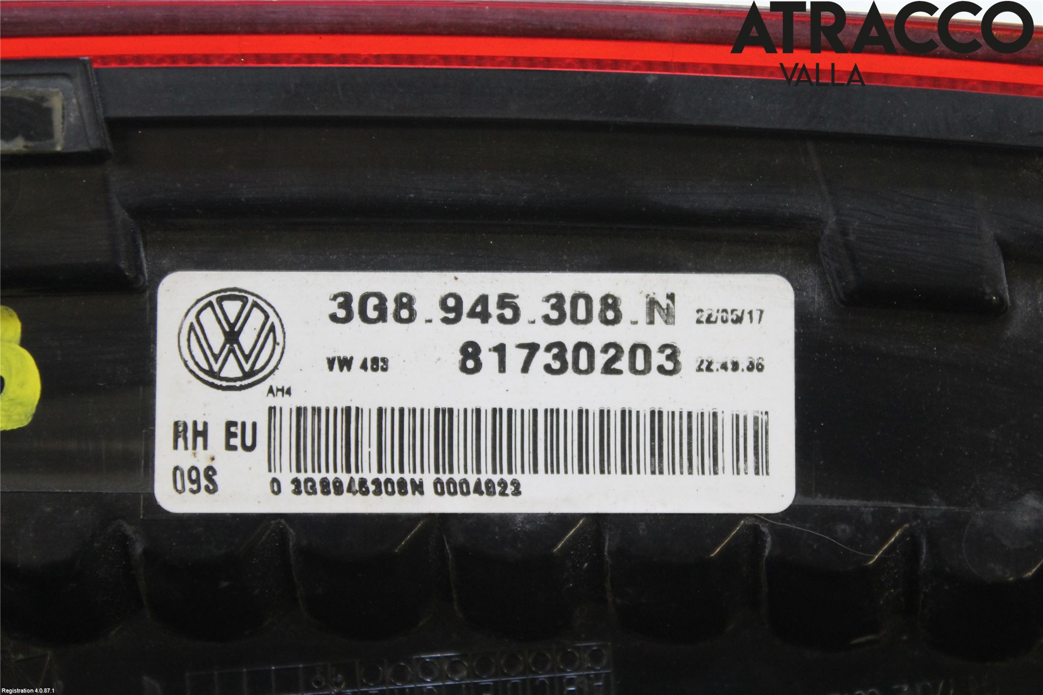 Volkswagen VW ARTEON 17- Bakljus Lucka Hö