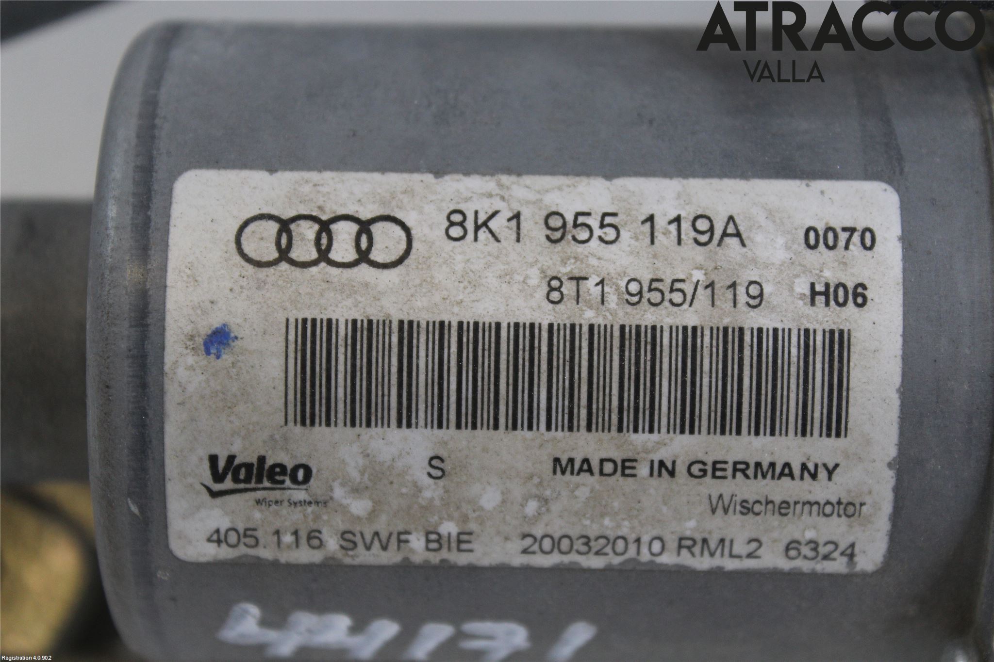 Audi A4/S4 08-11 Torkarmotor Vindruta