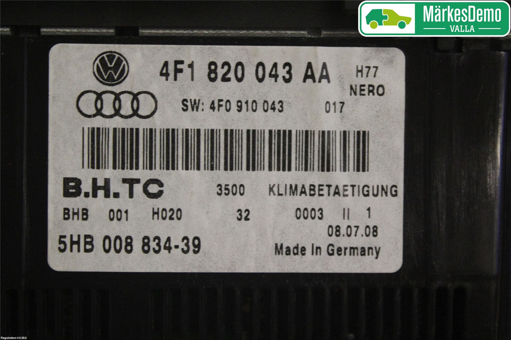 Audi A6/S6 05-11 Värmereglage