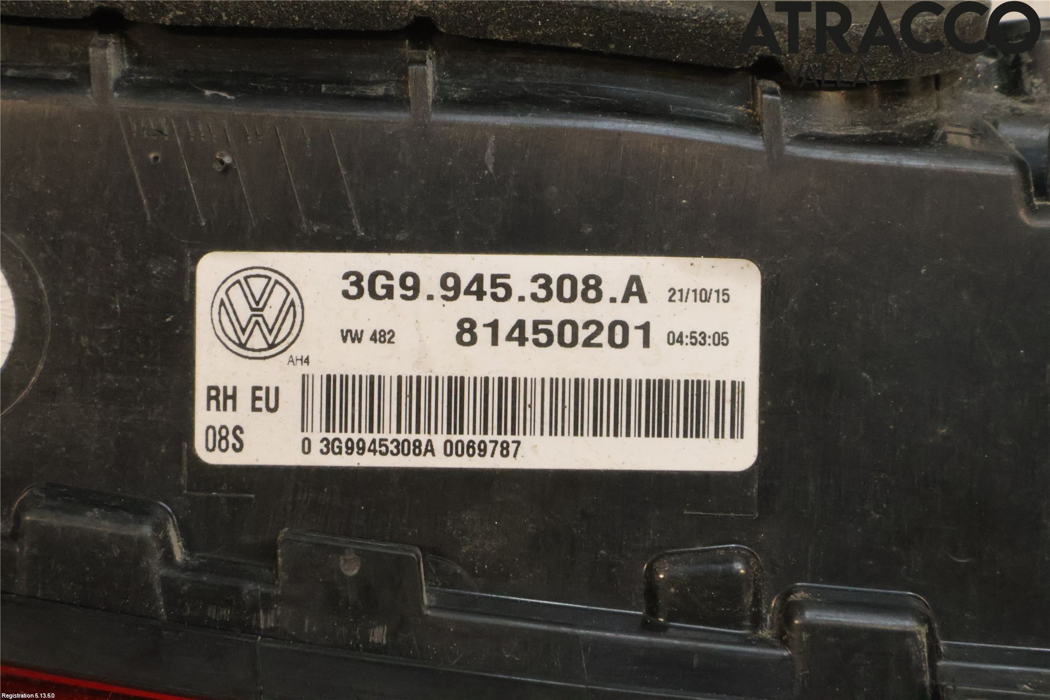 Volkswagen VW PASSAT 15-19 Bakljus Lucka Hö