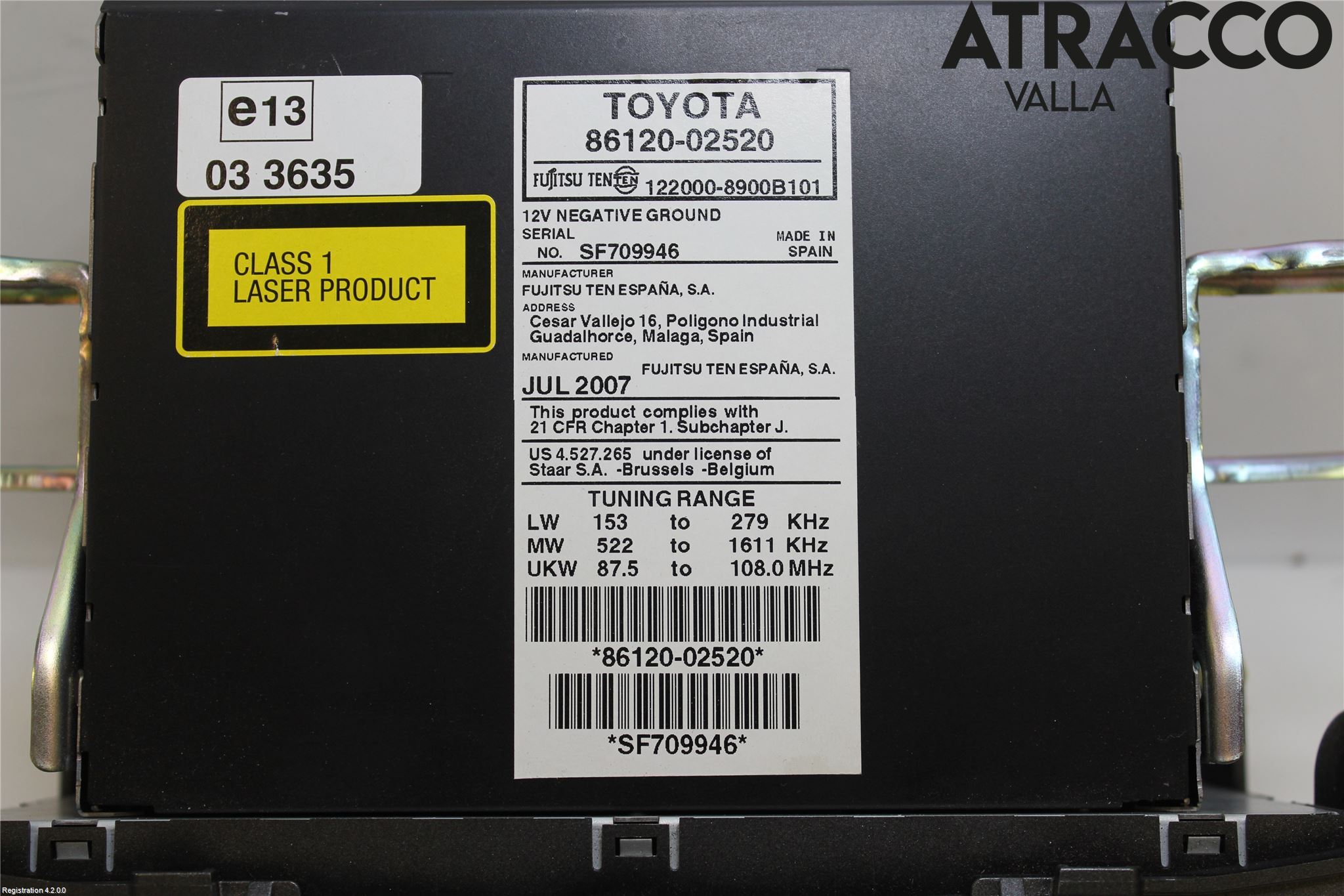 Toyota AURIS 07-09 Cd Radio - Multimediapanel