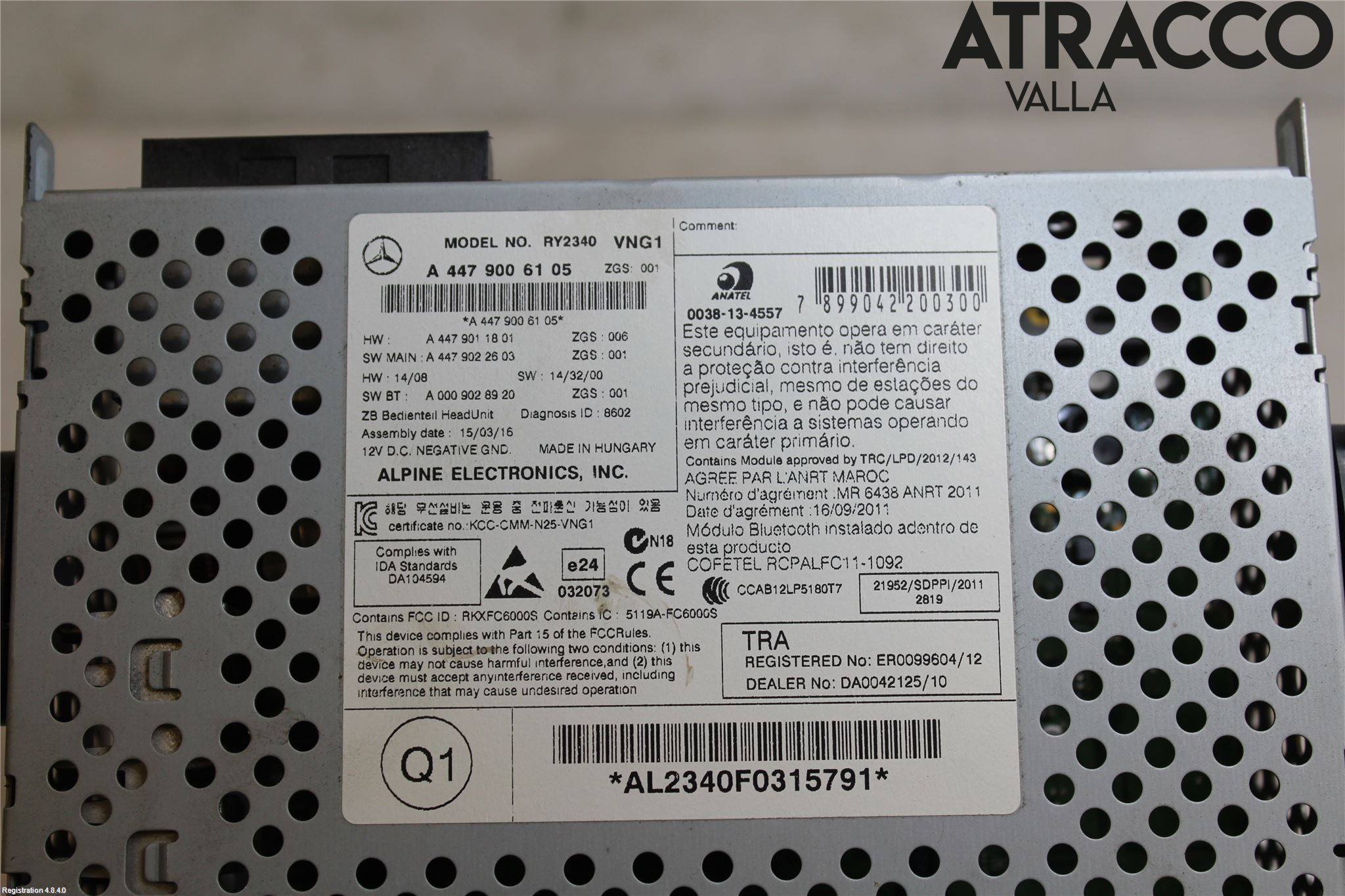 Mercedes-Benz MB VITO/V-KLASS (W640,W447,W448) 14- Cd Radio - Multimediapanel