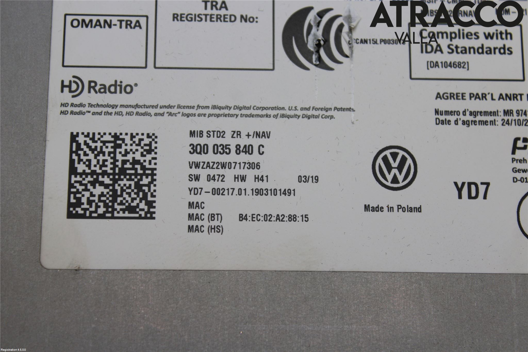 Volkswagen VW PASSAT 15-19 Cd Radio - Multimediapanel