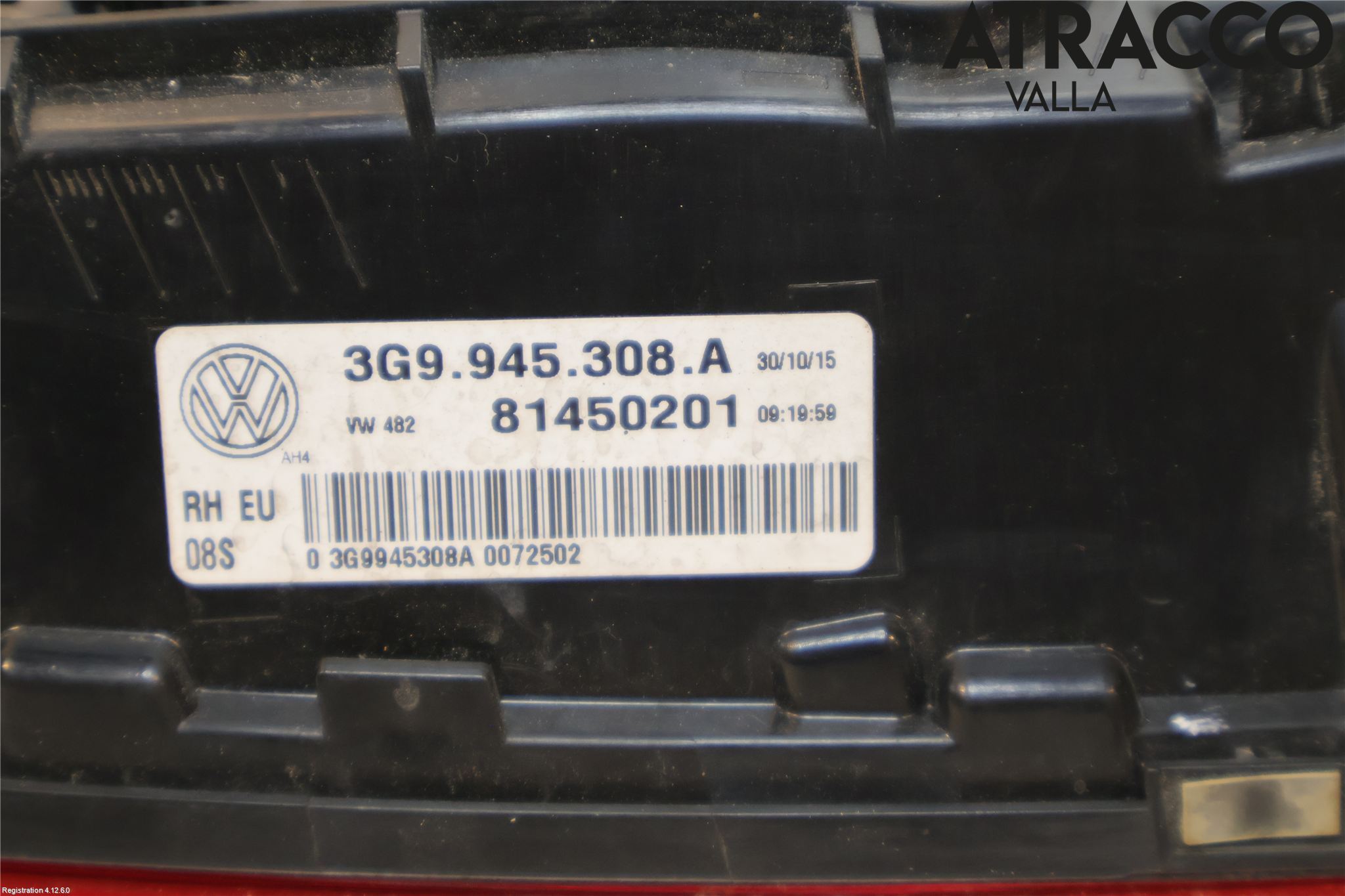 Volkswagen VW PASSAT 15-19 Bakljus Lucka Hö