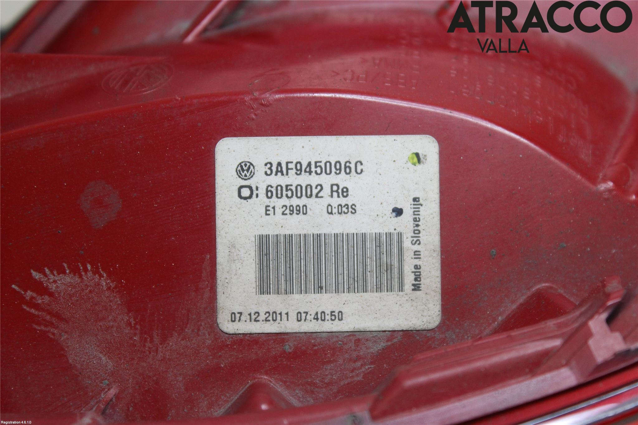 Volkswagen VW PASSAT 11-14 Bakljus Höger