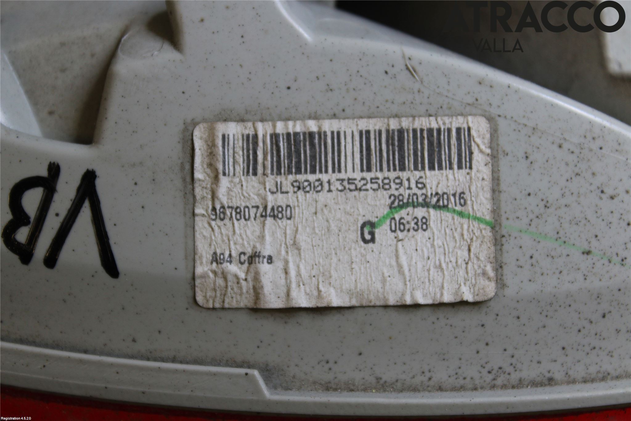 Peugeot 2008 13-20 Bakljus Lucka Vä