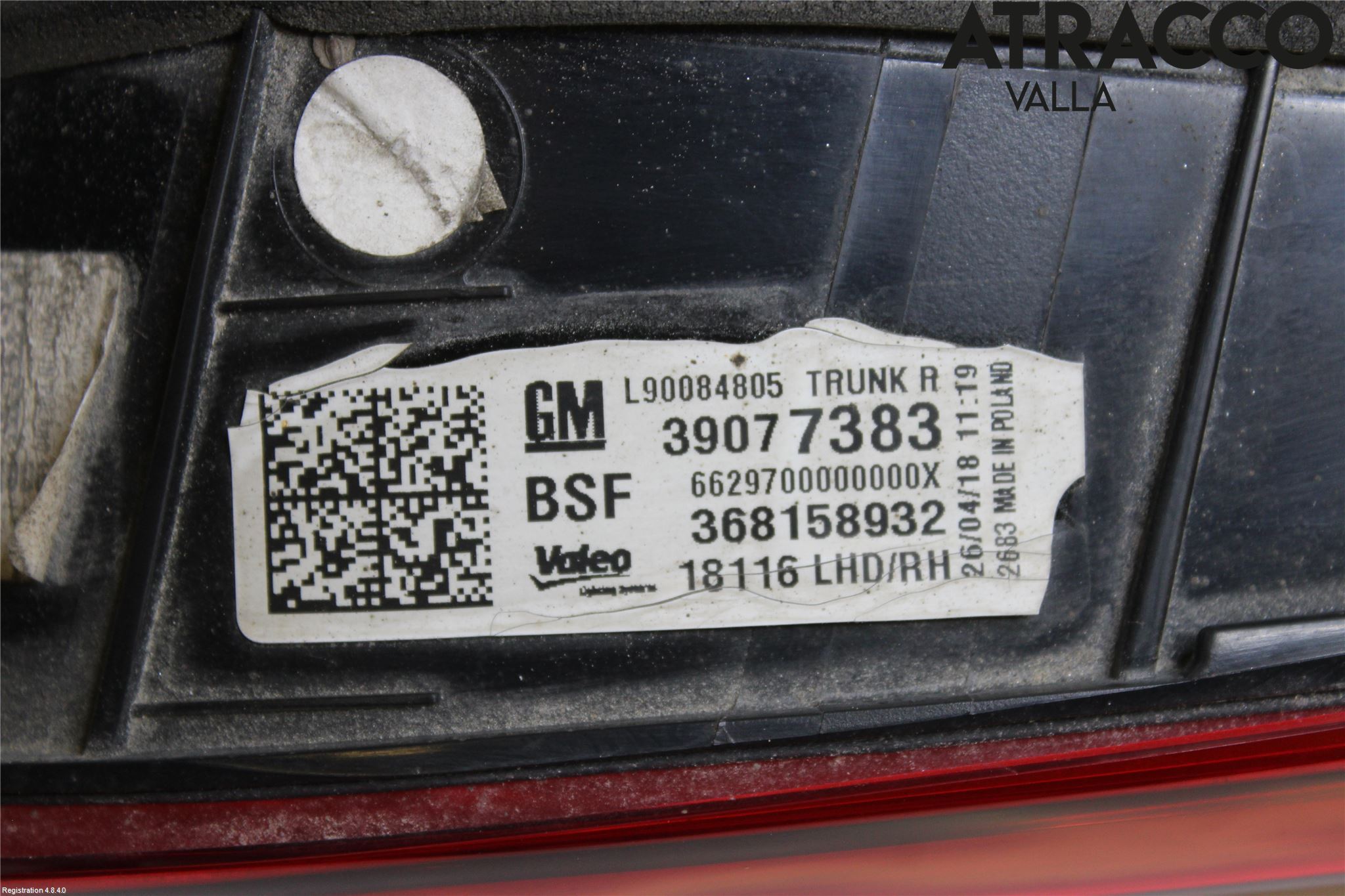 Opel ASTRA K 16-22 Bakljus Lucka Hö