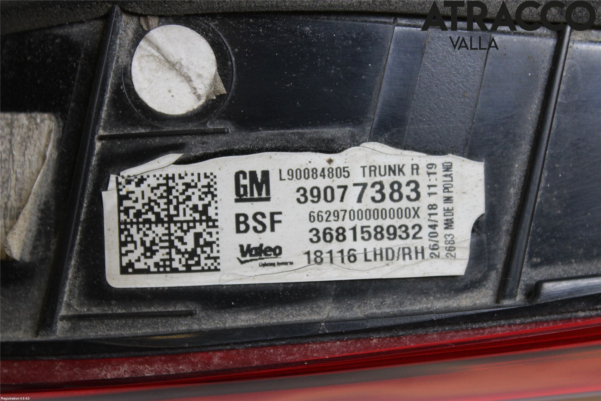 Opel ASTRA K 16-22 Bakljus Lucka Hö