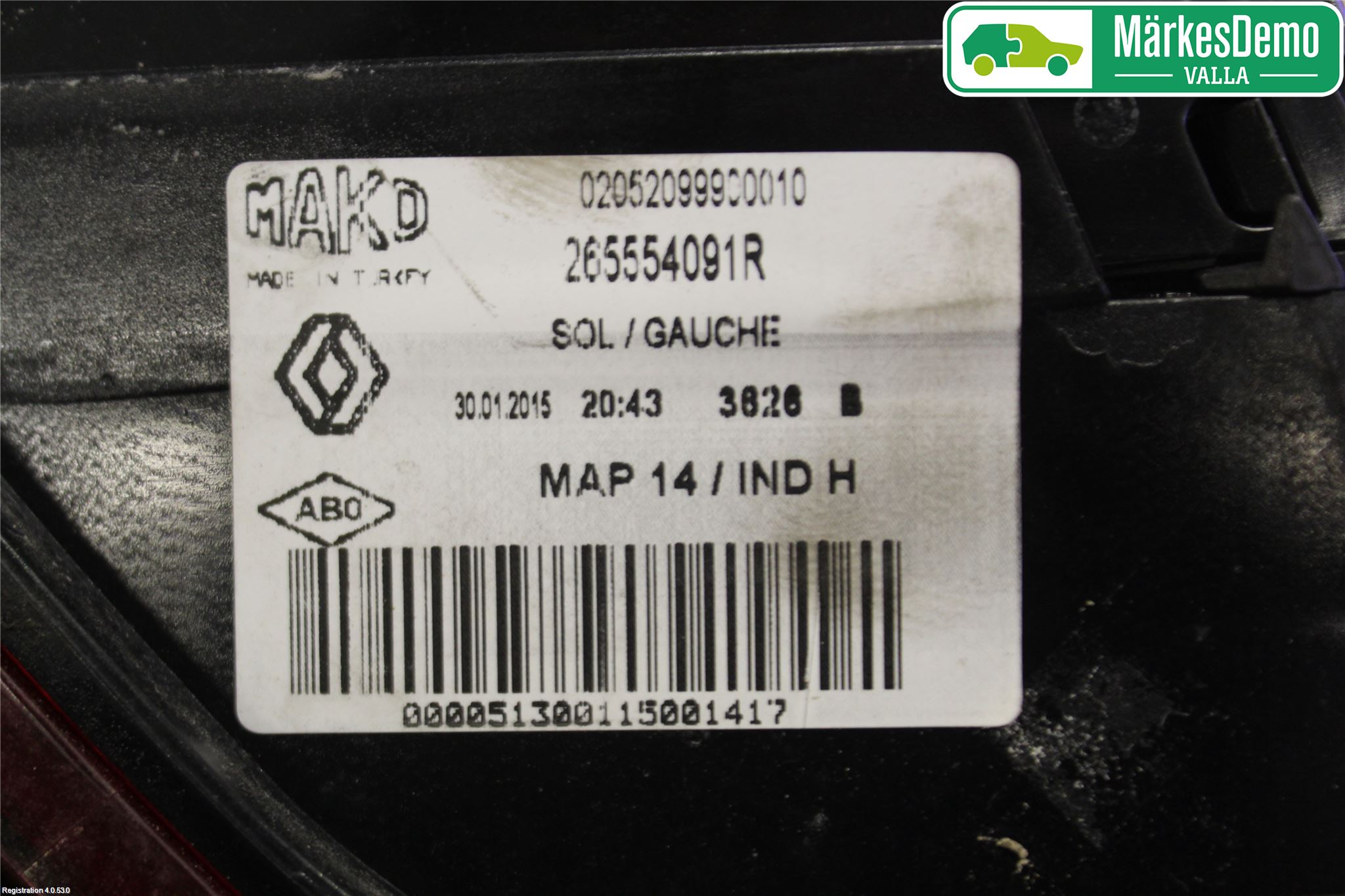 Renault CLIO IV 12-16 Bakljus Vänster