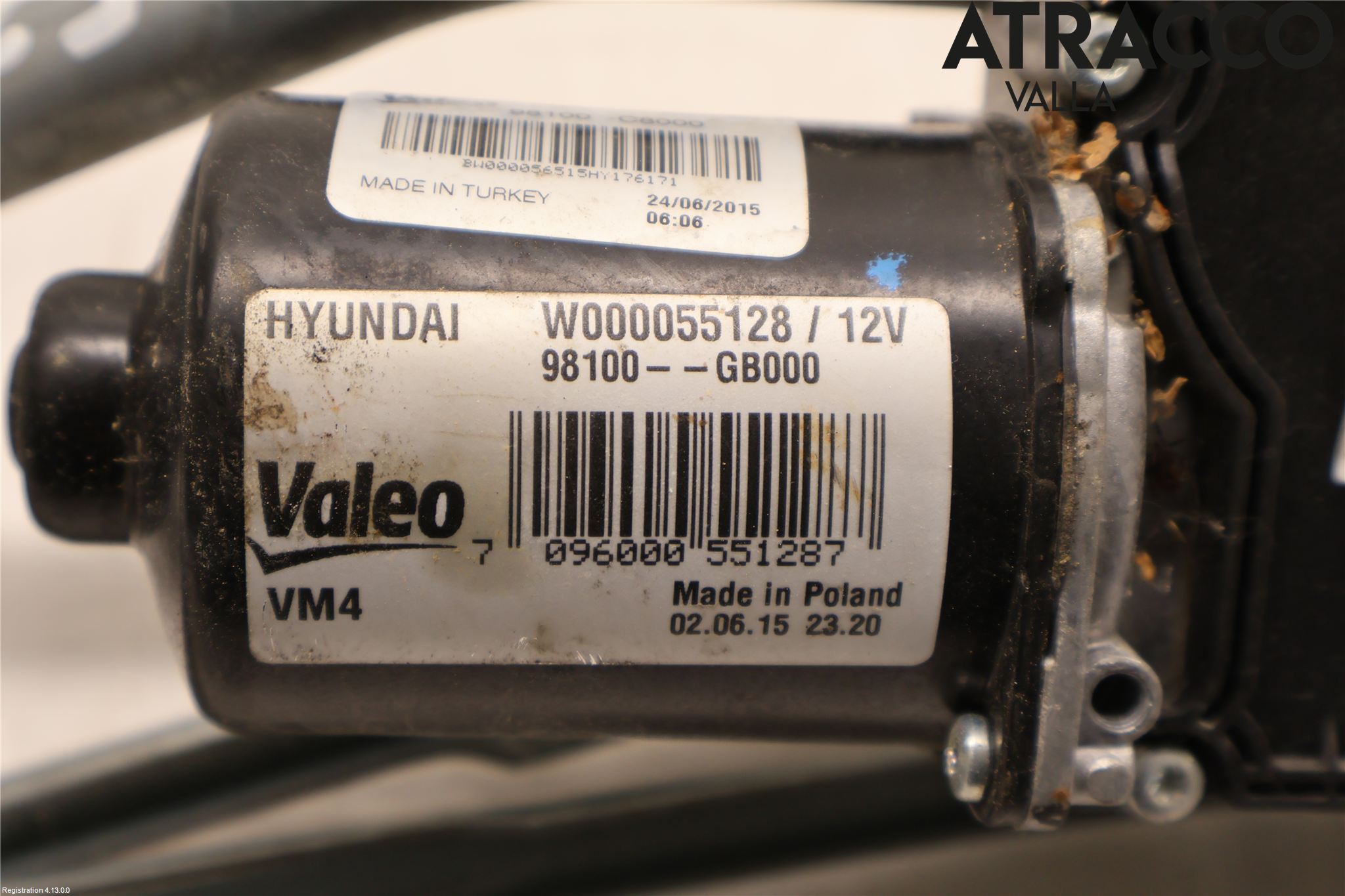 Hyundai i20 GB 15-20 Torkarmotor Vindruta