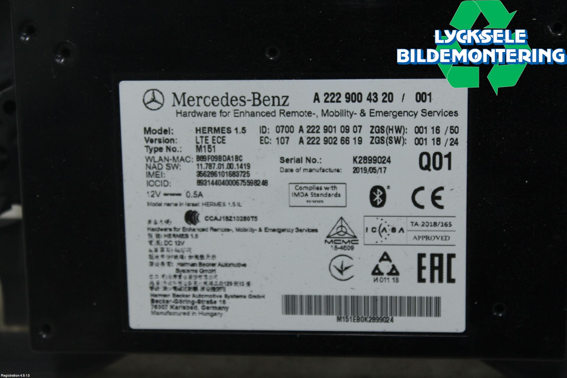 Mercedes-Benz MB C-KLASS (W205) 14-21 Styrenhet Multimedia