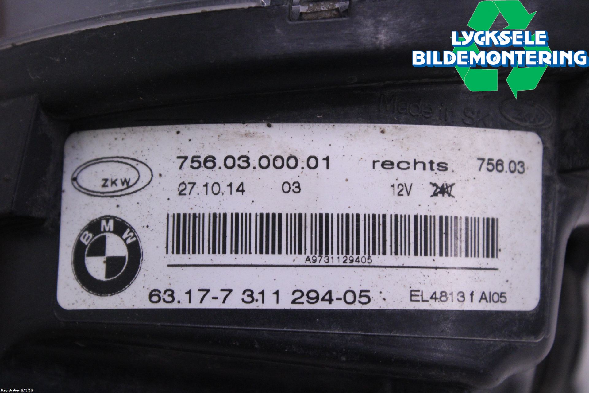 BMW 5 F10/F11/F18 09-17 Dimljus-Varselljus Fram