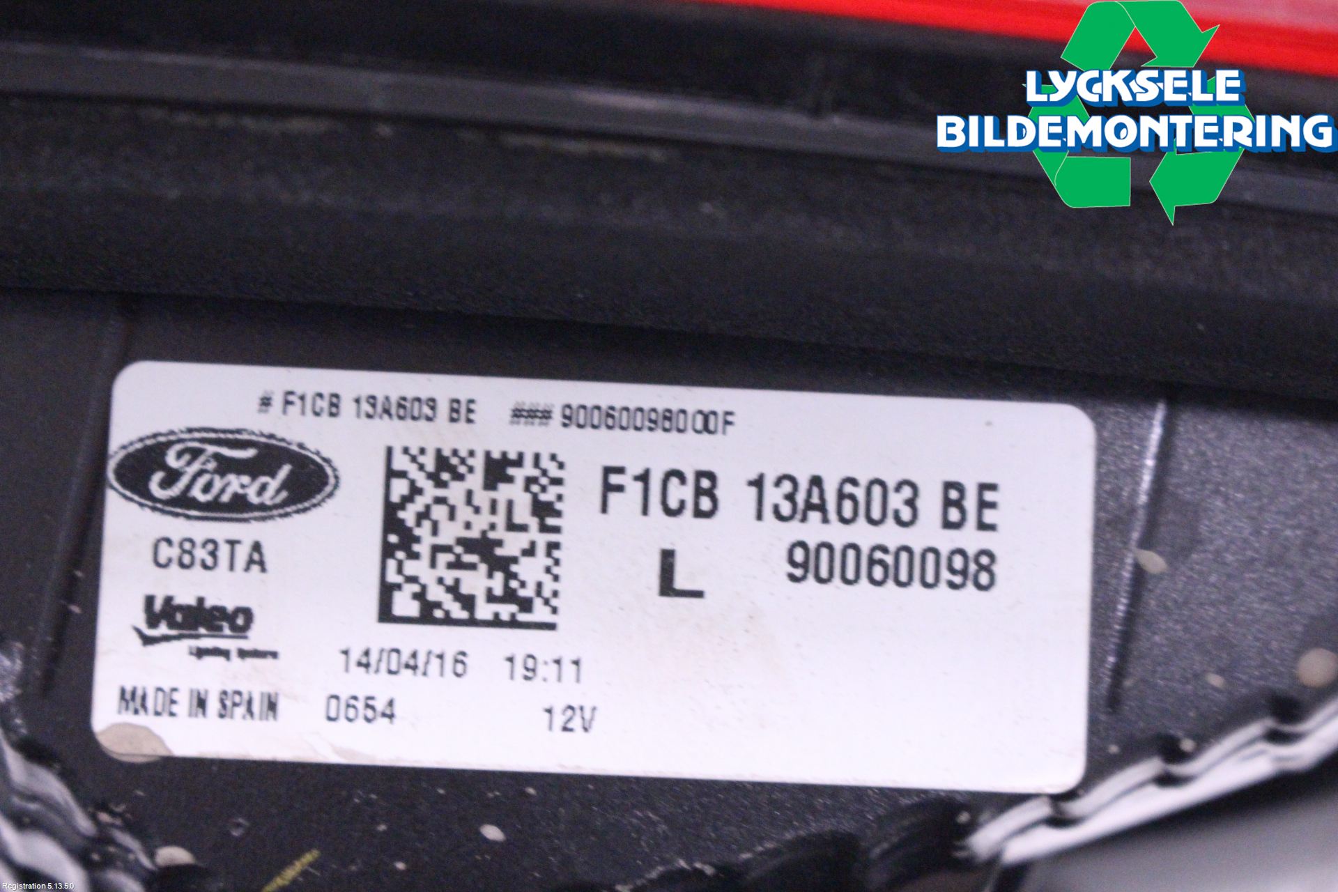 Ford C-MAX ll 15-19 Bakljus Lucka Vä