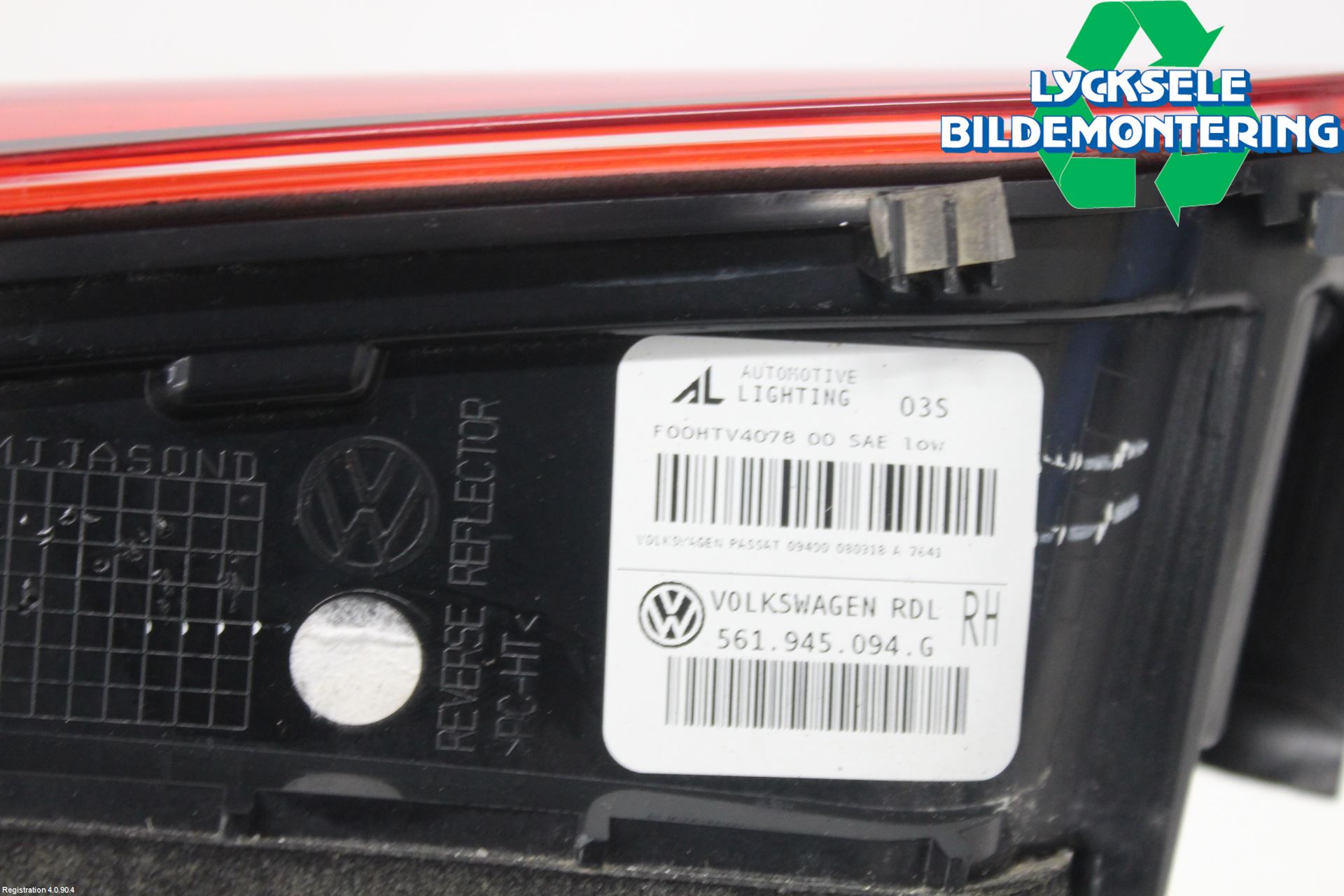 Volkswagen VW PASSAT 15-19 Bakljus Lucka Hö