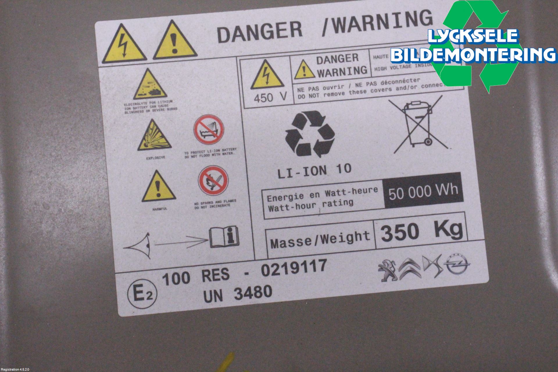 Peugeot 208/E-208 20- Batteri Högspänning