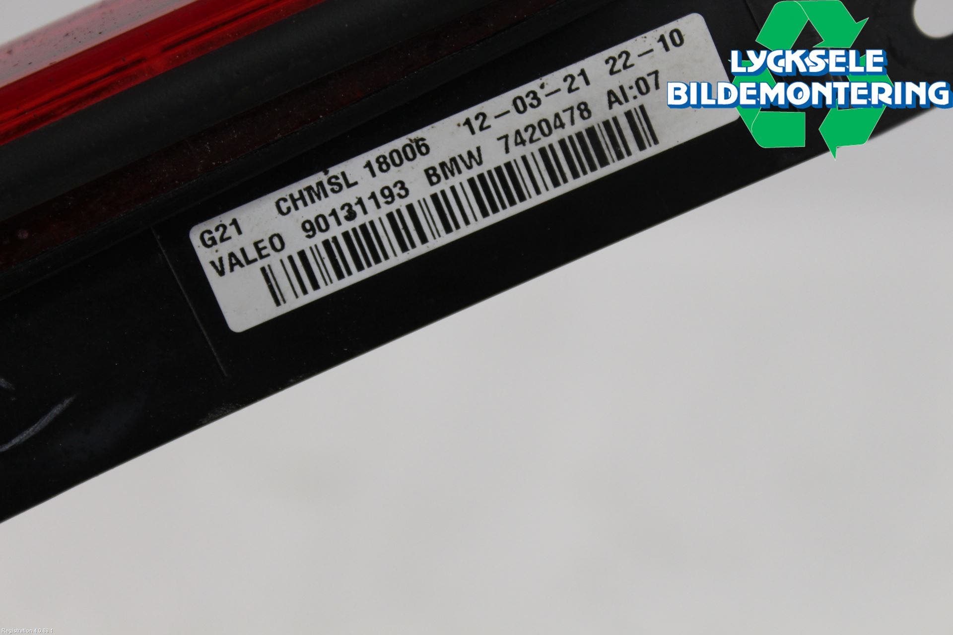 BMW 3 G20/G21/G80/G81 19- Bromsljus Bakruta