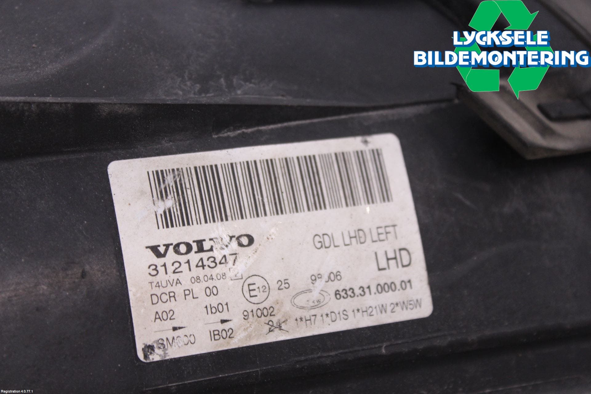 Volvo V70 08-13 Strålkastare Vänster