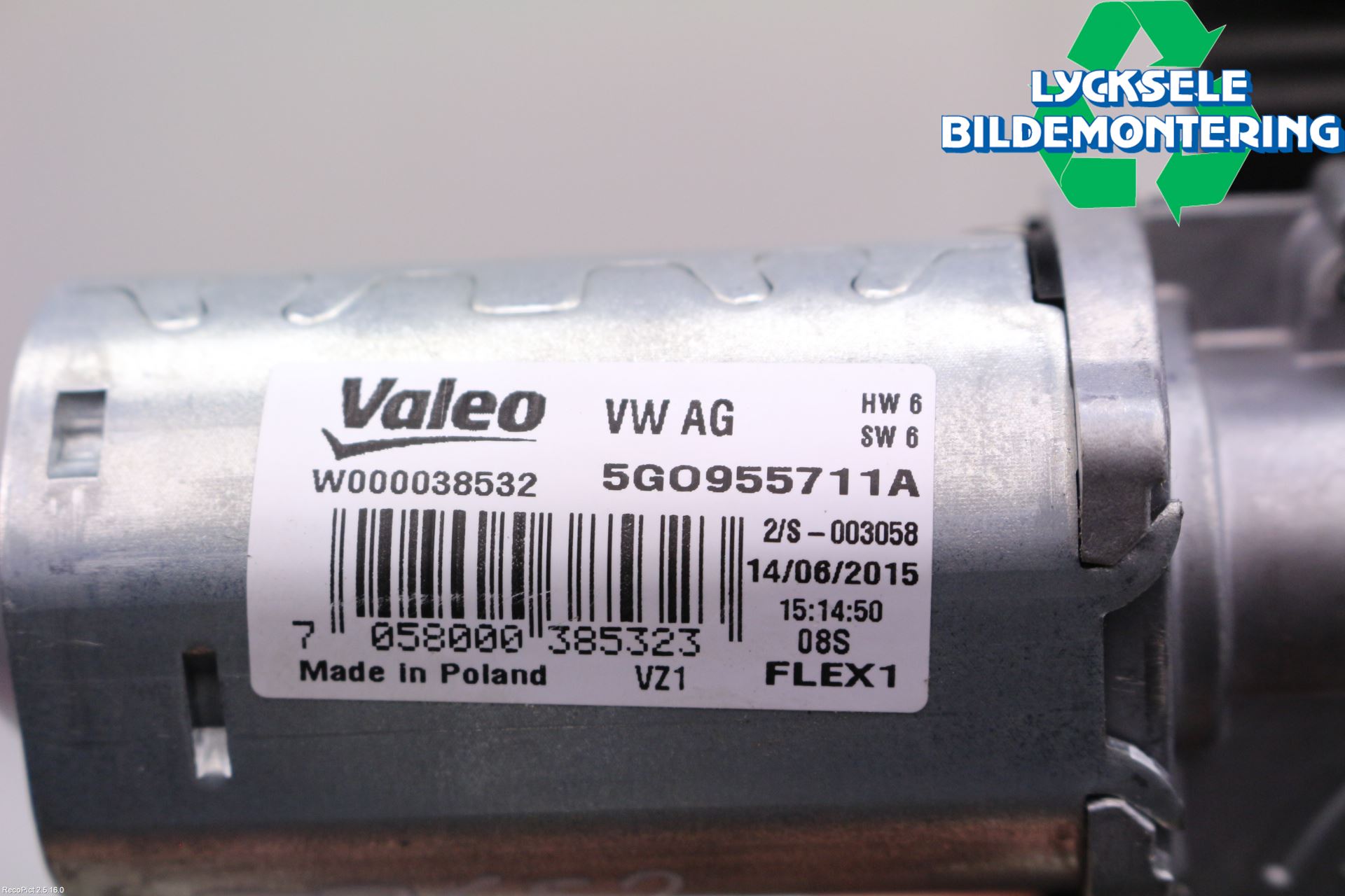 Volkswagen VW GOLF / E-GOLF VII 13-20 Torkarmotor Baklucka