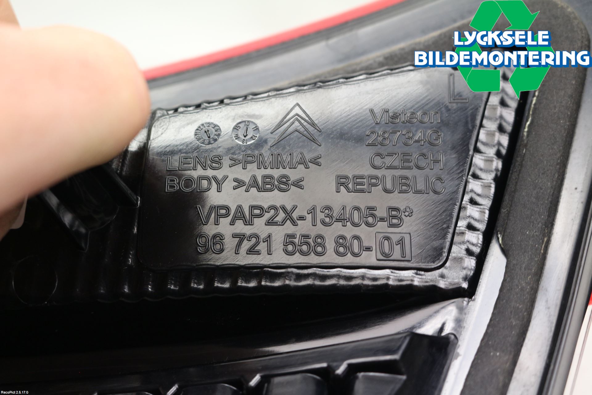 Citroen C4 II 11-18 Bakljus Lucka Vä