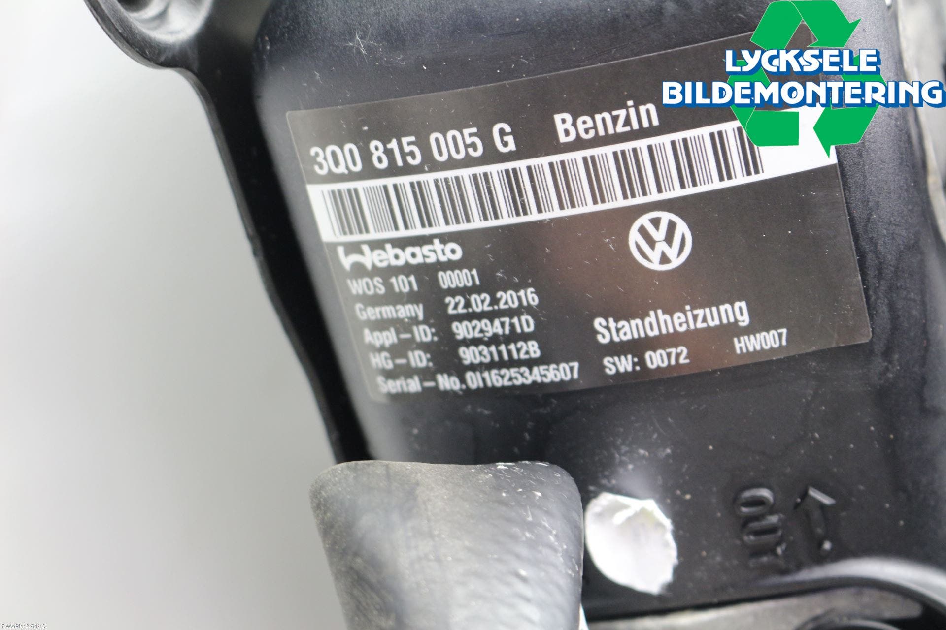 Volkswagen VW PASSAT 15-19 Bensinvärmare