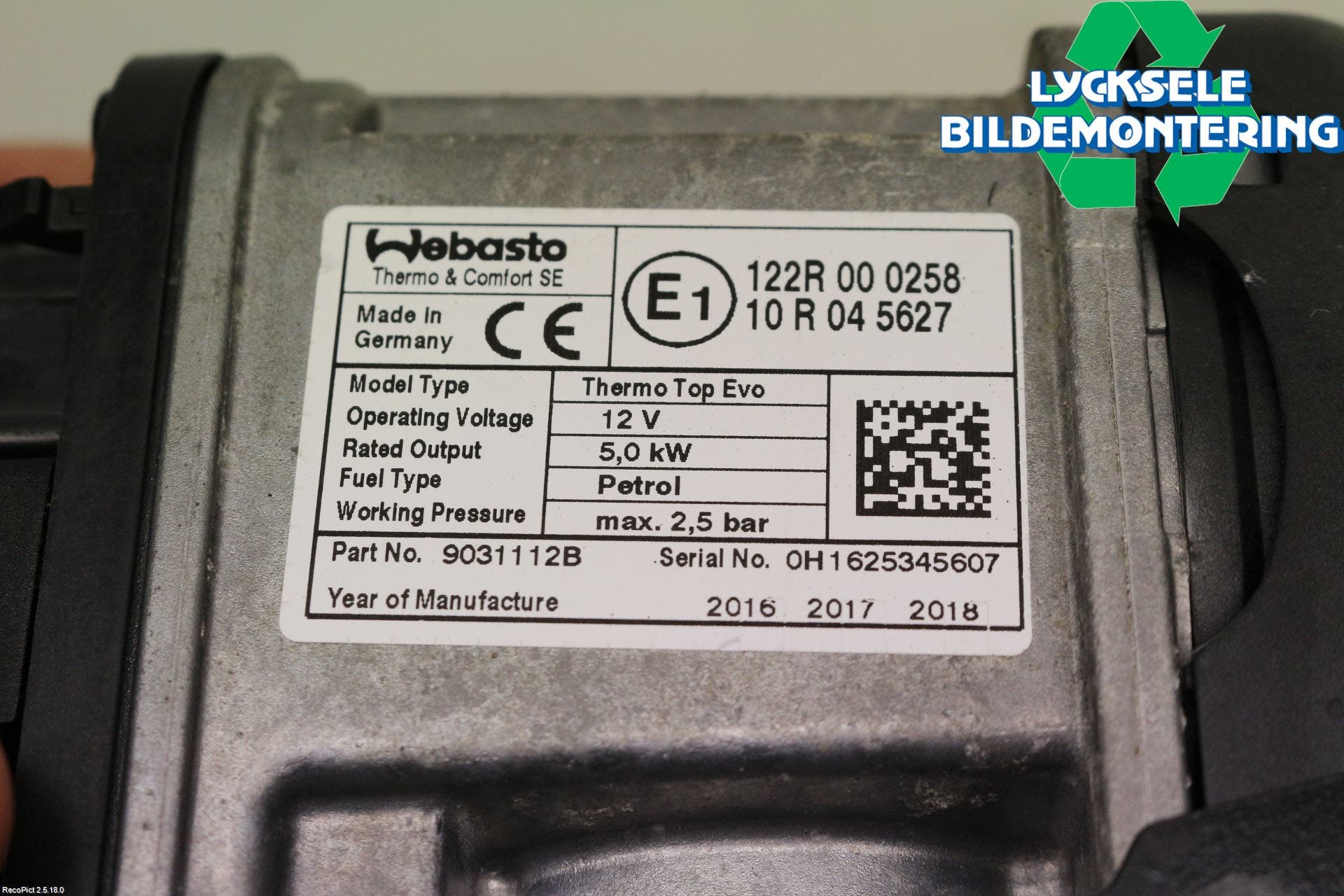 Volkswagen VW PASSAT 15-19 Bensinvärmare