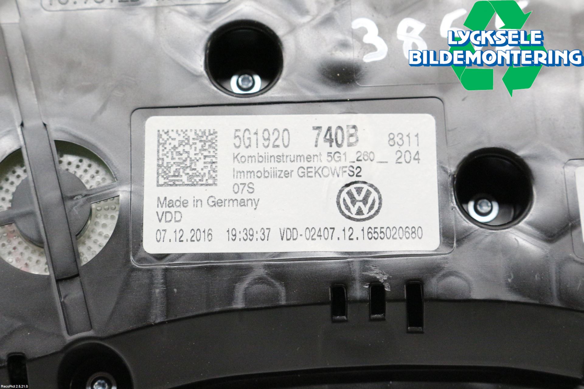 Volkswagen VW GOLF / E-GOLF VII 13-20 Instrument Komb