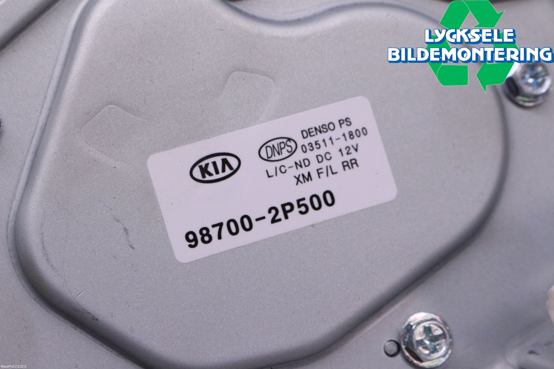 Kia SORENTO 10-14 Torkarmotor Baklucka