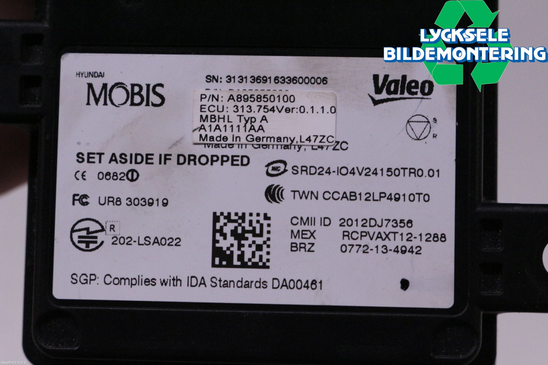 Kia OPTIMA 16-20 Sensor Aktivt Kollisionsskydd