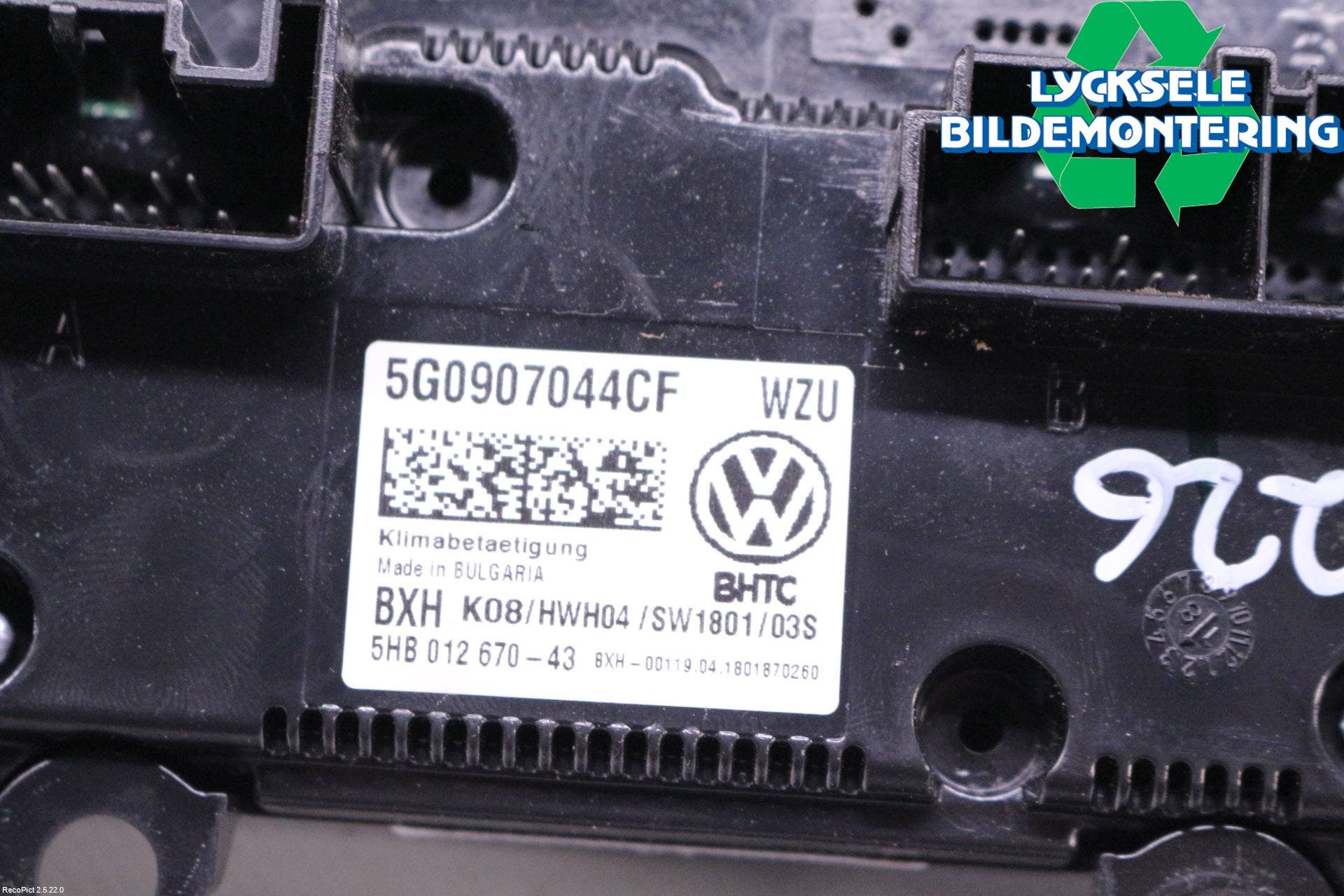 Volkswagen VW GOLF / E-GOLF VII 13-20 Ac Styrenhet Ac Manöveren