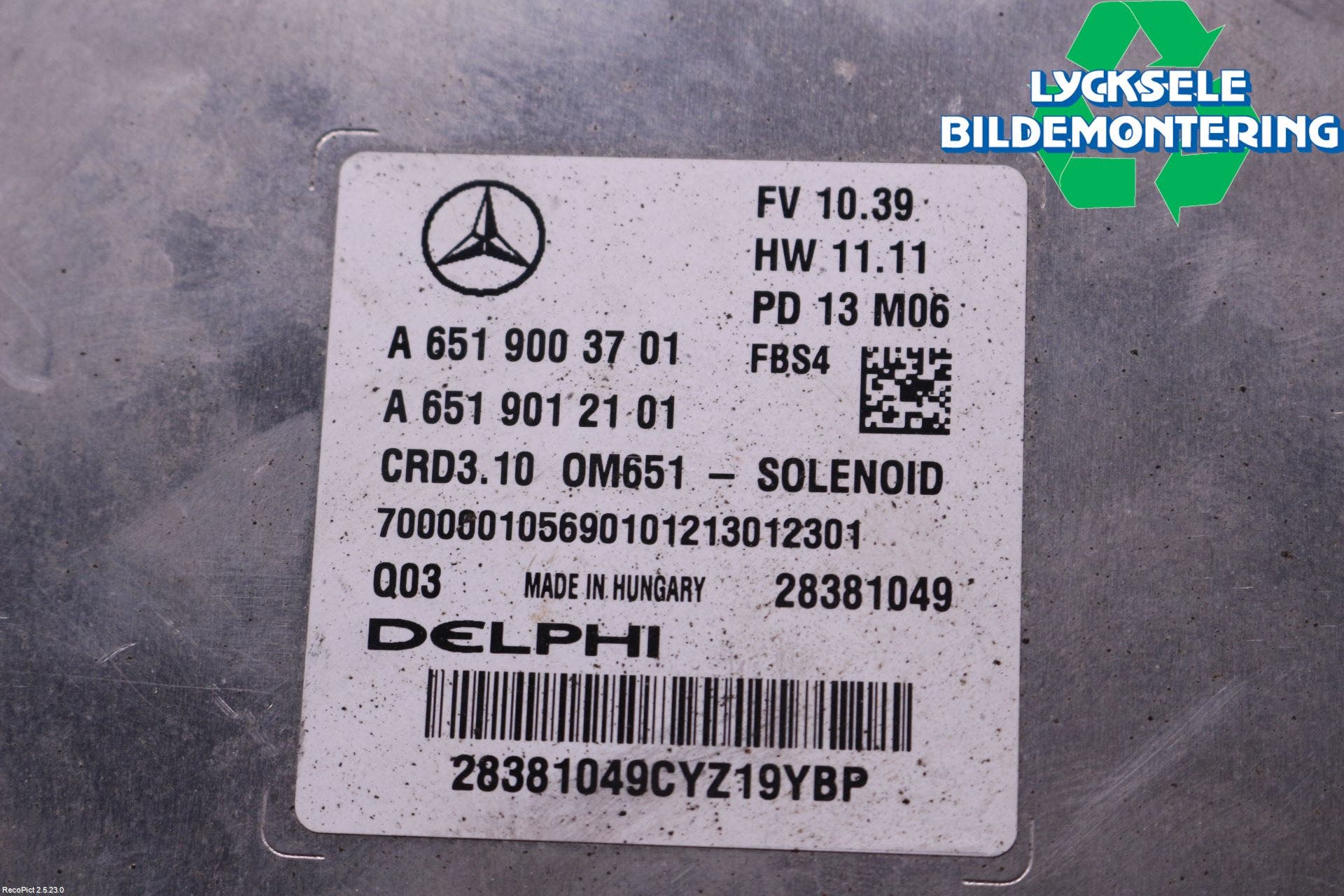 Mercedes-Benz MB E-KLASS (W212) 09-16 Styrenhet Inspump Diesel