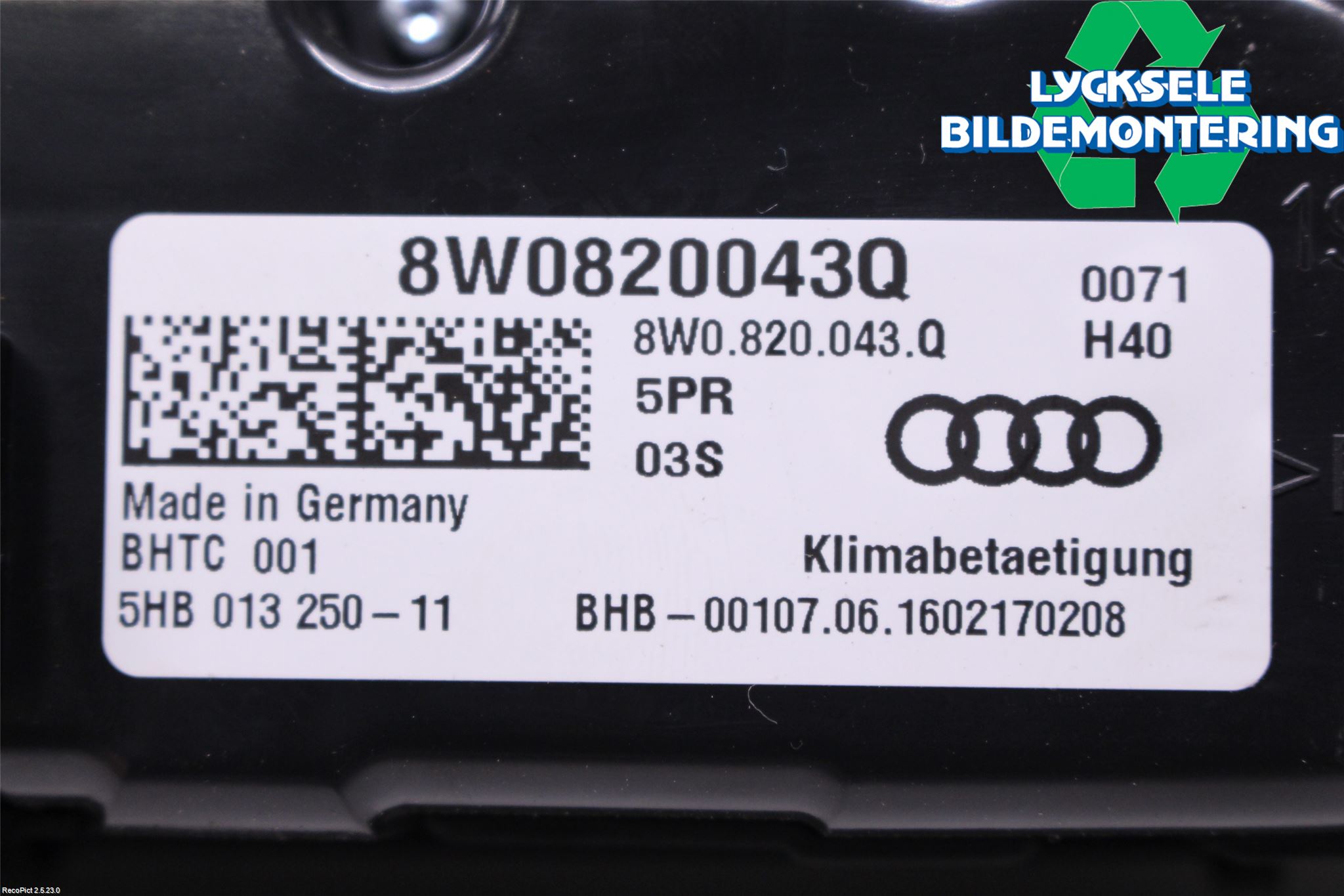 Audi A4/S4 B9 16-19 Ac Styrenhet Ac Manöveren