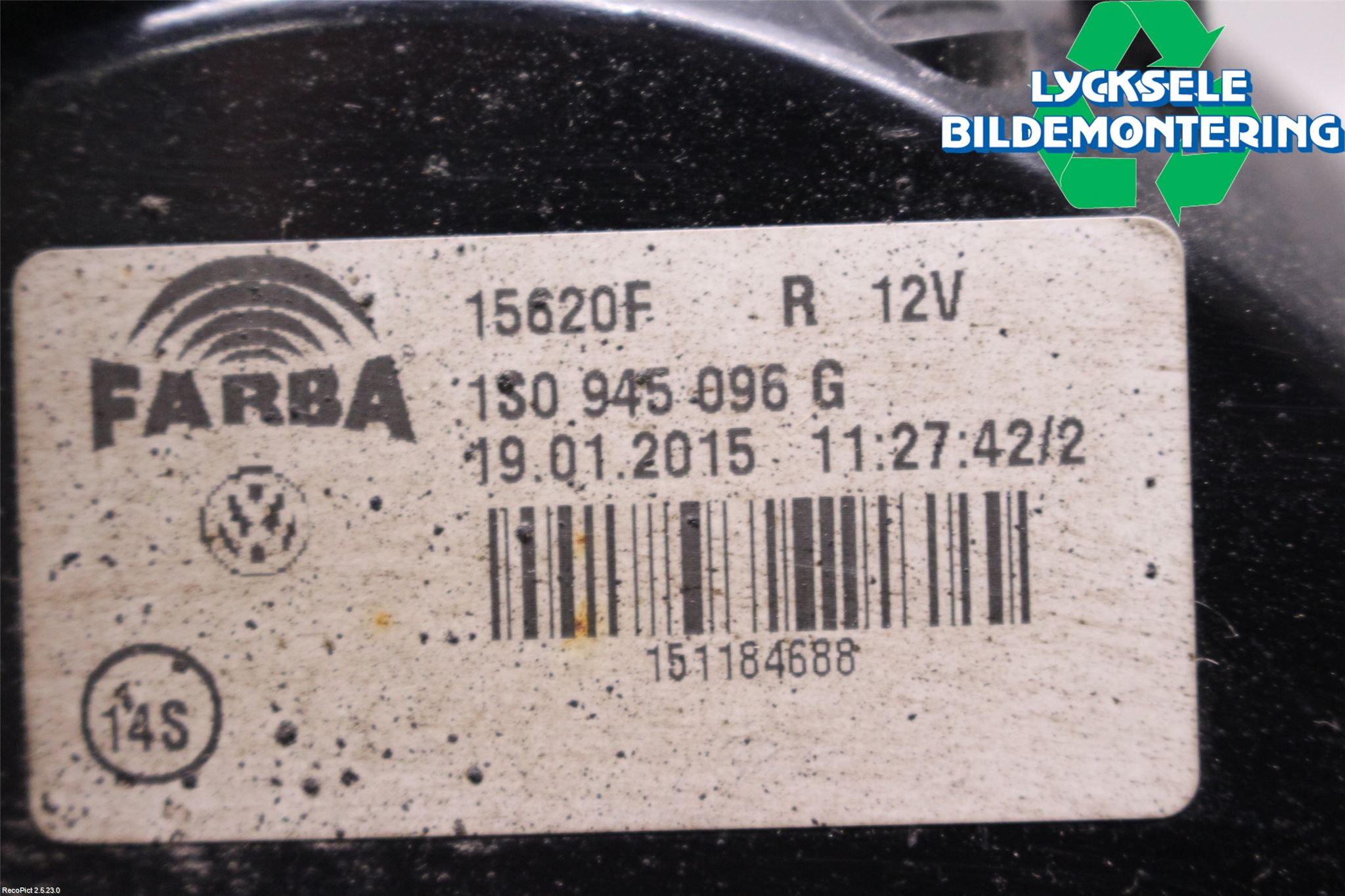 Volkswagen VW UP! / E-UP! Bakljus Lucka Hö