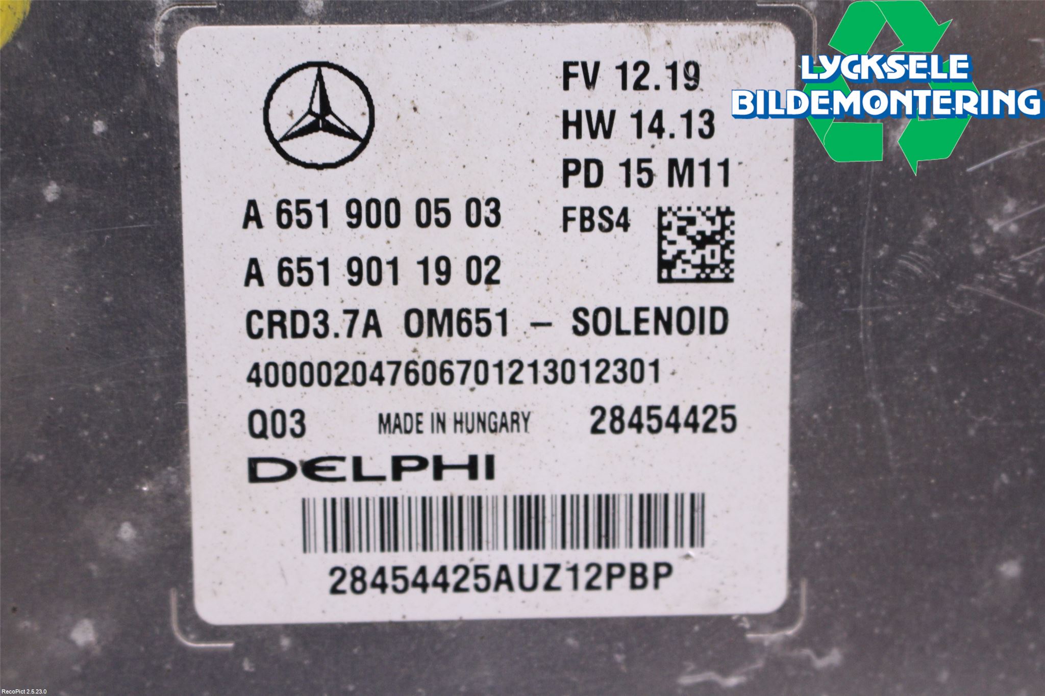 Mercedes-Benz MB E-KLASS (W212) 09-16 Styrenhet Inspump Diesel