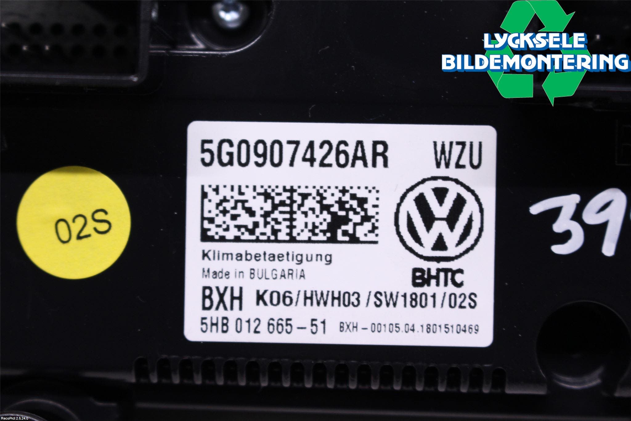 Volkswagen VW GOLF / E-GOLF VII 13-20 Ac Styrenhet Ac Manöveren