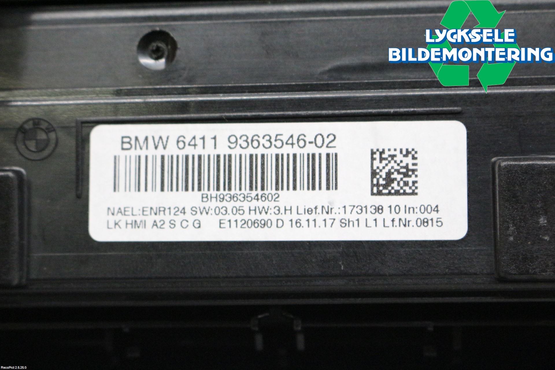 BMW 3 F30/F31/F80 12-19 Ac Styrenhet Ac Manöveren