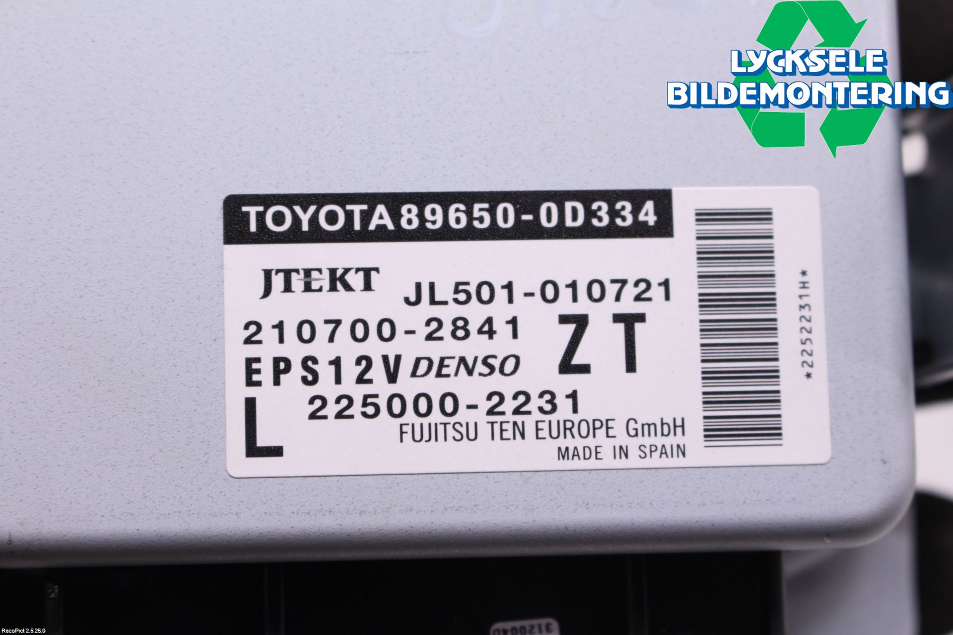 Toyota YARIS XP130 15-20 Styrenhet Styrservo