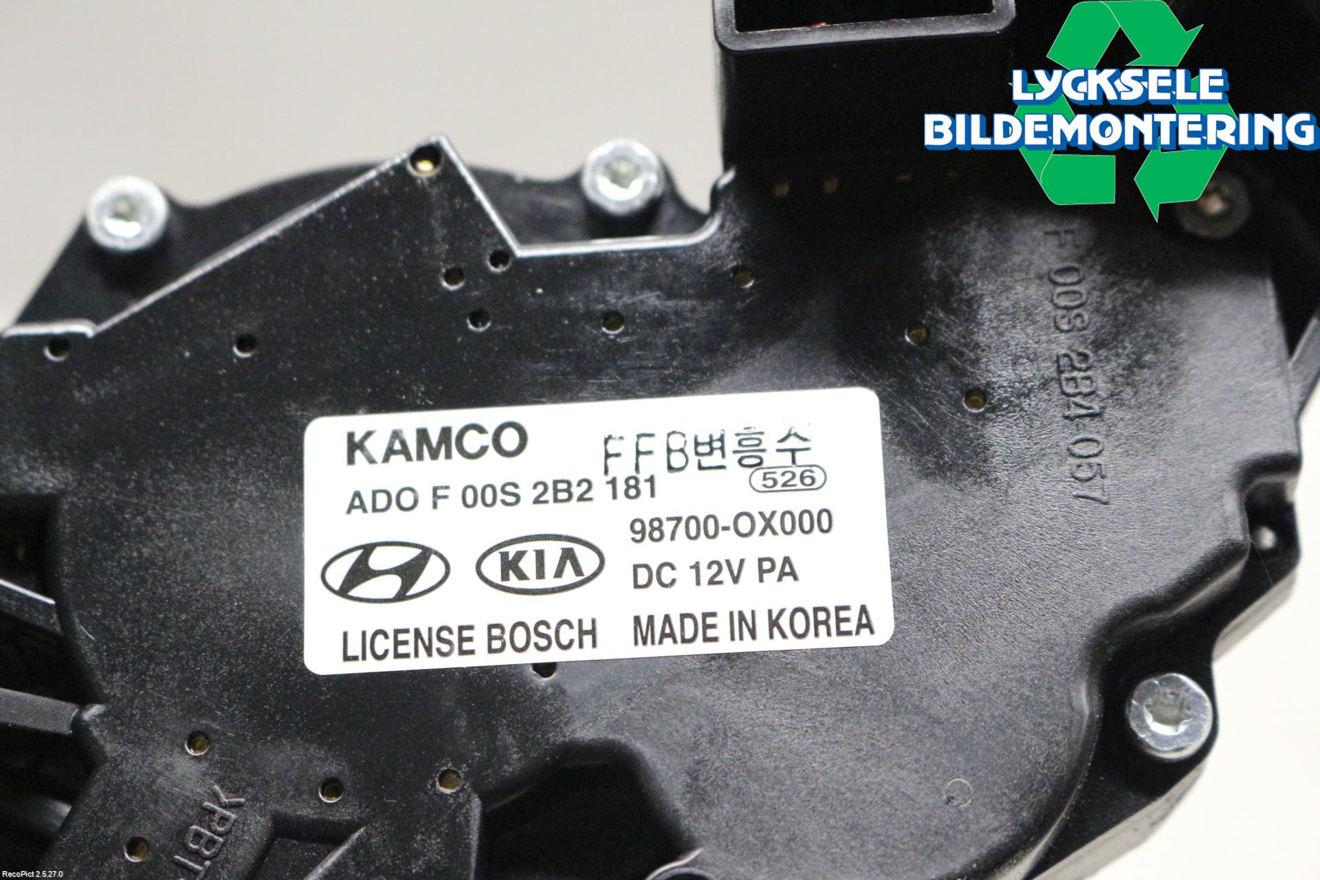 Hyundai i10 PA 08-13 Torkarmotor Baklucka