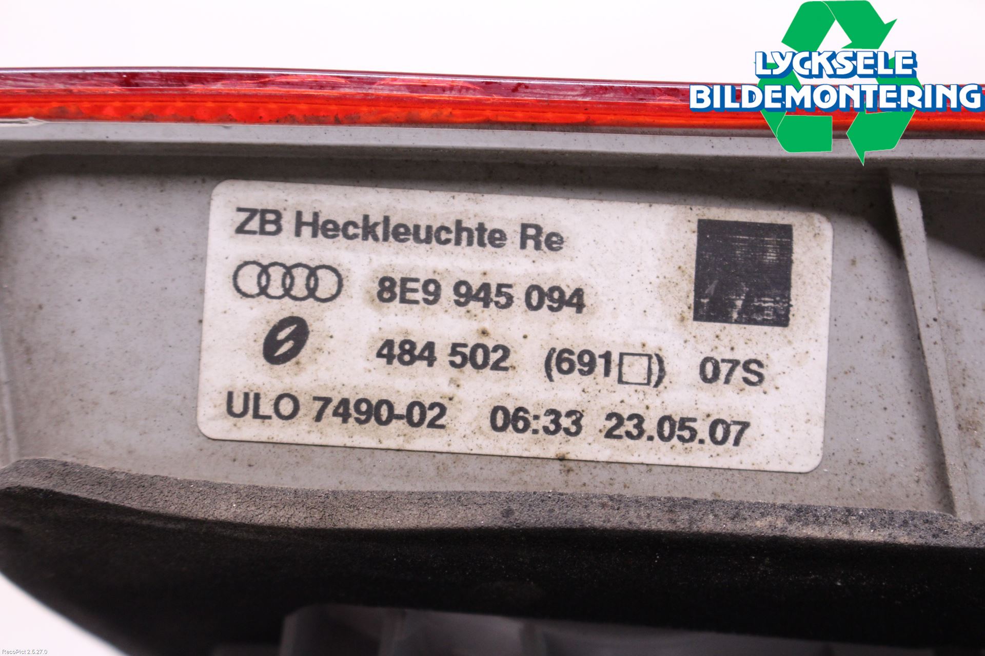 Audi A4/S4 05-07 Bakljus Lucka Hö