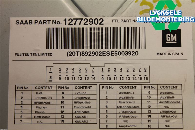 Saab 9-5     06-10 Cd Radio - Multimediapanel