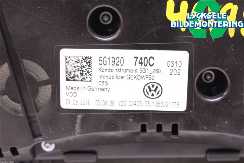 Volkswagen VW GOLF / E-GOLF VII 13-20 Instrument Komb