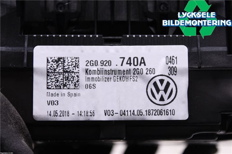 Volkswagen VW POLO VI 18->> Instrument Komb