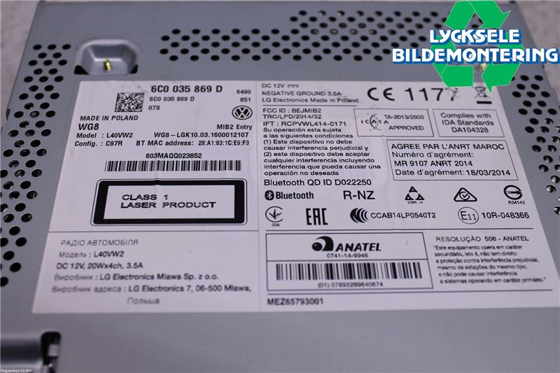 Volkswagen VW POLO 10-17 Cd Radio - Multimediapanel