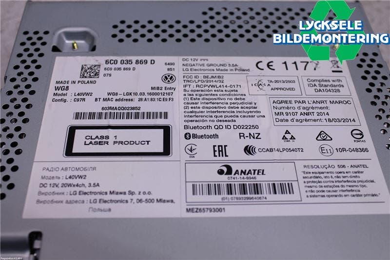 Volkswagen VW POLO 10-17 Cd Radio - Multimediapanel