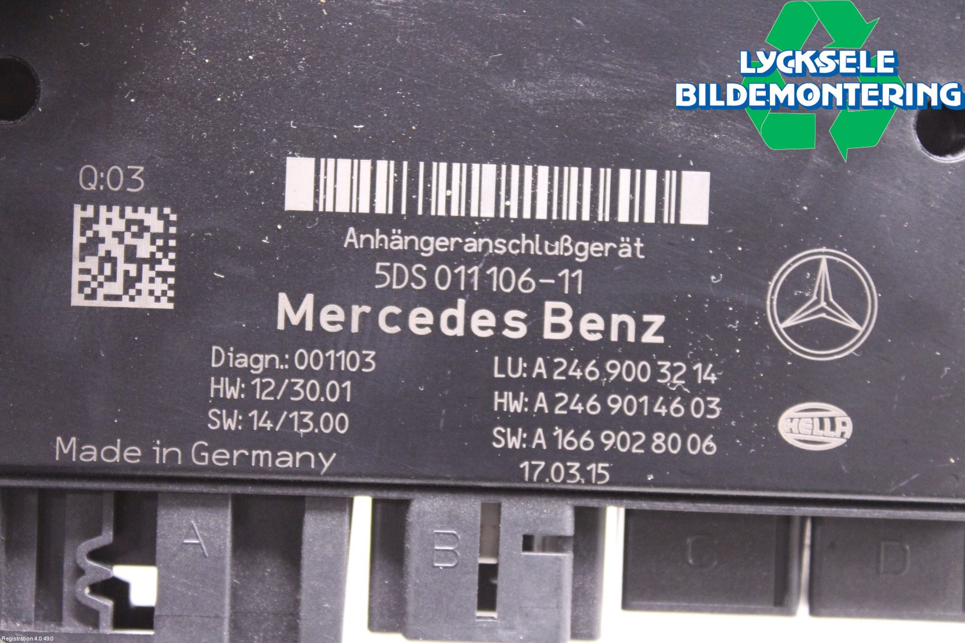 Mercedes-Benz MB B-KLASS (W246/W242) 12-19 Styrenhet Dragkrok
