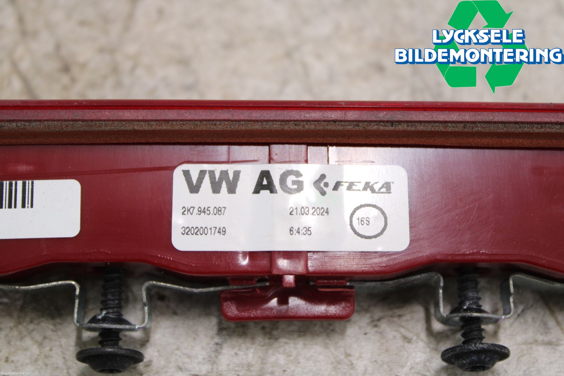 Volkswagen VW CADDY 11-15 Bromsljus Bakruta