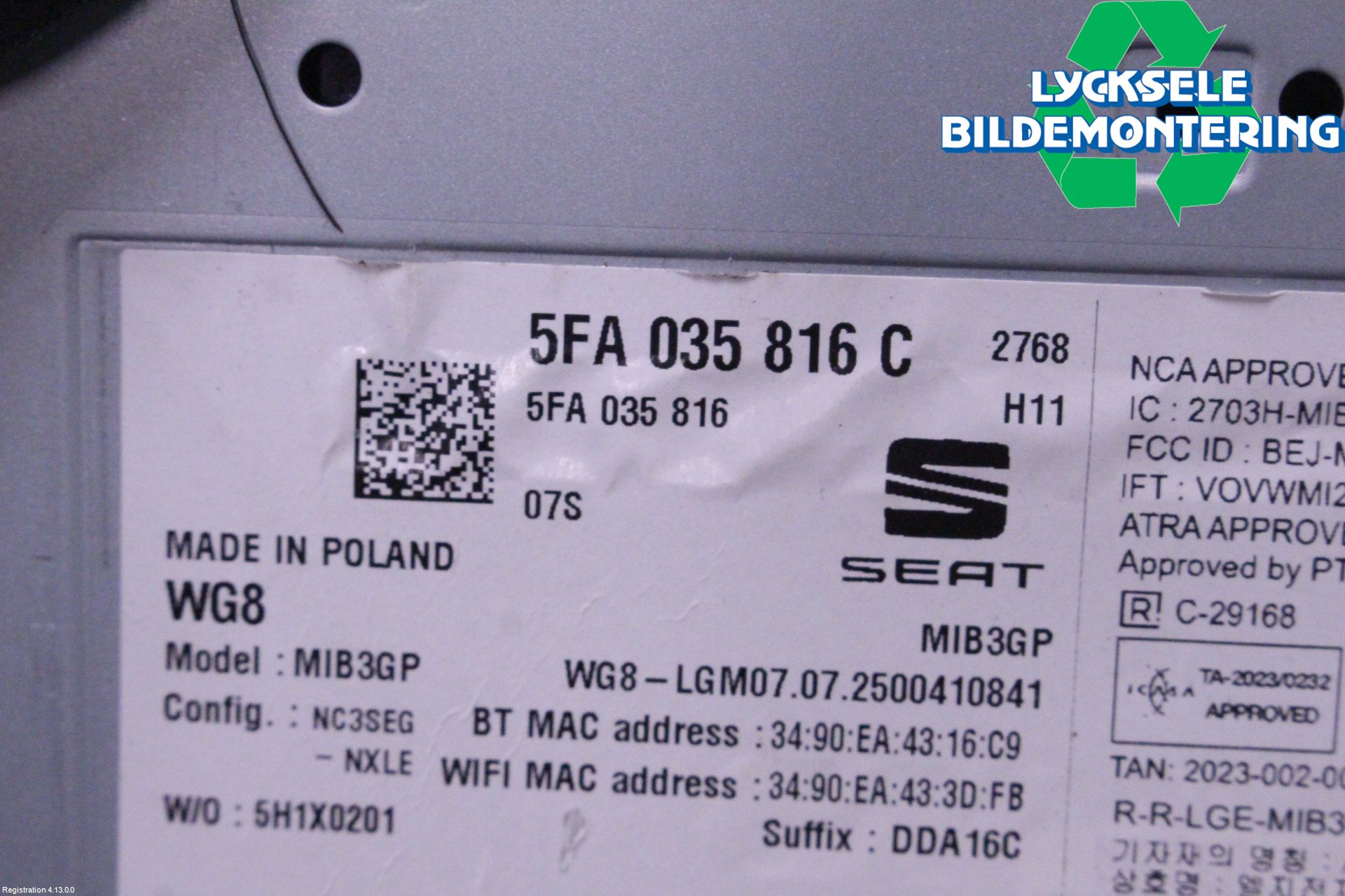 Seat LEON 20- Styrenhet Multimedia
